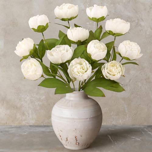 ASTNIC 3 Bündel Pfingstrosen Künstlich, 68cm Stiel, Kunstblumen wie Echt | Vintage Seidenblumen Künstliche Blumen Pfingstrosen Blumenstrauß für Hochzeit Party Balkon Büro Innen Tisch Home Decoration