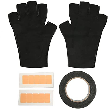 Guantes de manicura sin dedos con cinta adhesiva, para cuidado de la piel, suaves, transpirables, cómodos guantes de protección UV