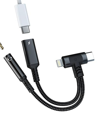 USB C to 3.5mm Jack Adapter AUX Lightning Cable Audio for iPhone 17 16 15 14 Pro Max Compatible with Samsung S25 S24 Headphones Splitter Charger for Apple Earphones Adaptor Dongle Car Stereo for iPad