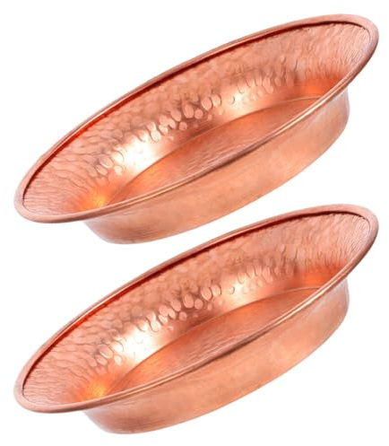 NESTINGHO Copper Serving Bowls 2Pcs Handcrafted Hammered Metal Tray 4.29In for Fruit, Nuts, and Offering, for Dining and Display