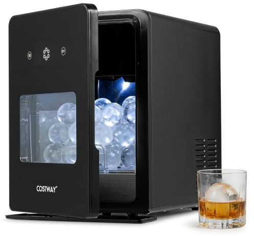 COSTWAY Macchina per Ghiaccio Sferico da 50 mm per Whisky e Cocktail | con Serbatoio 1,6 L, 4 Sfere in 38-39 Min, 150 Sfere/Giorno, Autopulente e Finestra Trasparente