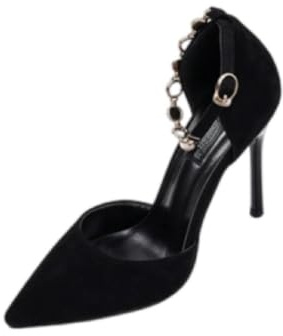 Genérico Zapatos De Tacón De Aguja para Mujer Ante Punta Afilada Correa De Tobillo