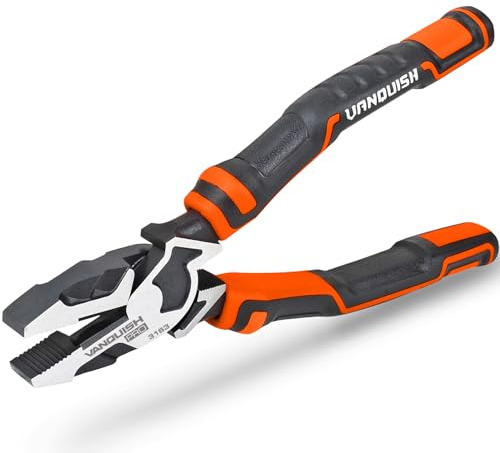 Vanquish 8 Inch Linemans Pliers High-Leverage Linesman Pliers with Side Cutting Design (3163)