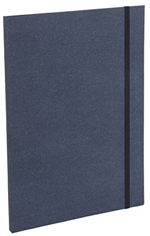 BIGSO PAULINA A4 Mappe mit Gummiband – Aktenmappe aus Faserplatte und Papier in Leinenoptik – Sammelmappe für Dokumente, Akten, Unterlagen usw. – blau