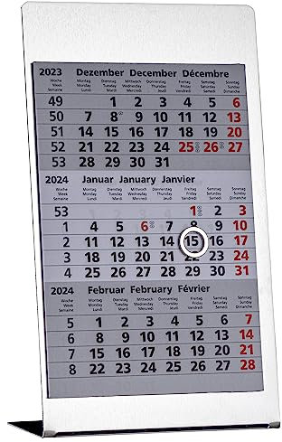 GÜSS 3-Monatstischkalender Edelstahl Format 19,8x10,5cm