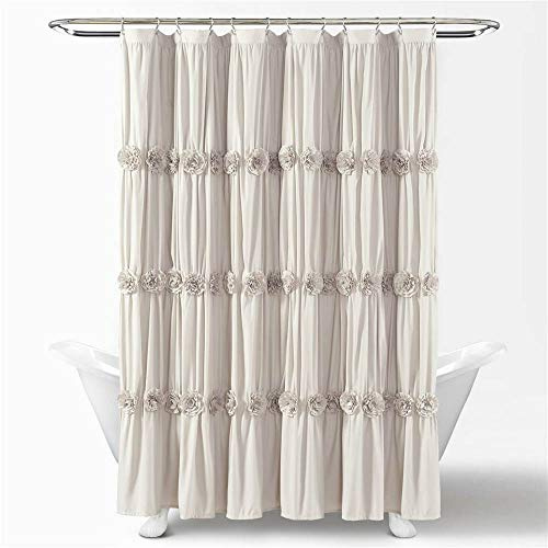 Lush Decor Darla Badezimmerdusche, gerüschtes Blumenmuster Neutral neutral