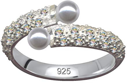 Jugendstil Art Nouveau Perlen Fingerring Echt Sterling Silber 925 Zirkonia Liebe Glaube Hoffnung Emotion Symbol Motiv Stil Objekt extravagant gut schön modisch weiss klar transparent