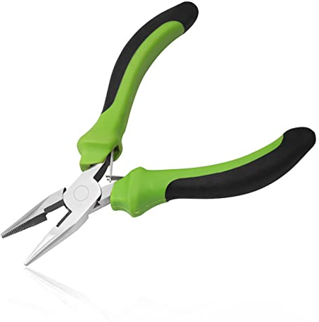 LEONTOOL 4.5 Inch Long Nose Pliers with Wire Cutter Small Serrated Jaws Cutters Jewelry Making Pliers Handcraft Beading Repair Tool Mini Professional Handcraft Tools for Jewelry Making Crafting