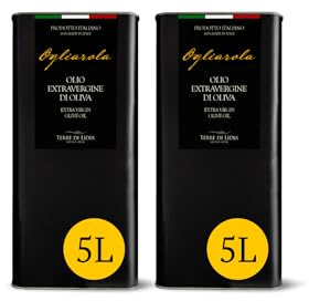 Terre di Lidia - Olio extravergine di oliva - 2 Latte da 5 L (10 L) - Filiera corta, Campagna 2024/2025, Estratto a freddo - Varietà Ogliarola, Gusto Delicato - Produzione 100% italiana