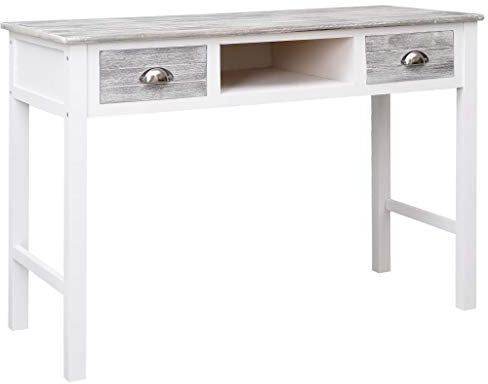 TEWTX7 Vintage Schreibtisch mit 2 Schubladen, Konsolentisch Schminktisch Arbeitstisch fürs Büro Arbeitszimmer, rustikal, Industrie-Design