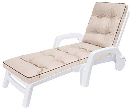 Hugo Coussin bain de soleil, coussin chaise longue, coussins pour chaises de jardin, chaise longue jardin, coussin chaise – 201x55 – Beige