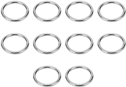 10 Stück O-Ringe, 304 Edelstahl 4x40mm Multifunktions-O-Ring, Geschweißte Runde Ringe für Riemen, Gürtel, Taschen, Hundeleine, Camping Usw.