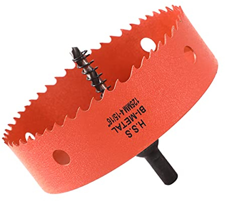 Dribotway Bi-Metall Lochsäge 4-29/32 125mm,M42 HSS Schneller Lochschneider,mit 1 Schaft und 1 Bohrer,Für Trockenbaumaterialien, Holz, Kunststoffe und Metalle, Schnitttiefe