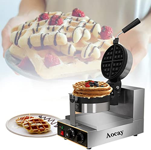 DBZDM Rotating Waffle Makers Round, Bubble Waffle Maker Egg Waffle Maker Cake Baker Machine for Commercial and Home, Non-Stick Plates (220V/1300W)