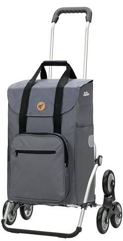 Andersen Einkaufstrolley - klappbar - 45 Liter - Treppensteiger | mit Kühlfach - Aufhängung für Einkaufswagen - belastbar 50 kg - Aluminium - Rad Ø 3 x 13 cm - Royal Shopper Wismar silbergr.
