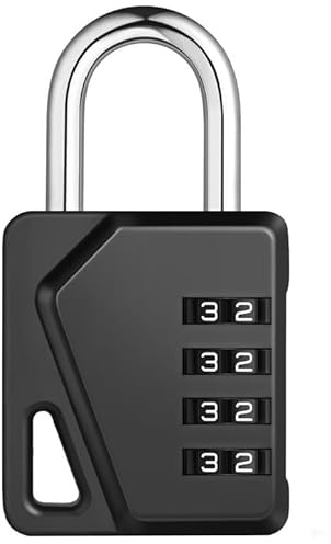 ZHEGE 4-Digit Combination Padlock, Heavy Duty Weatherproof (Black, 1 Pack) | DIY Customizable Name Tags, Lock for Gym/School Lockers, Sheds, Gates, Fences, Durable Outdoor Security