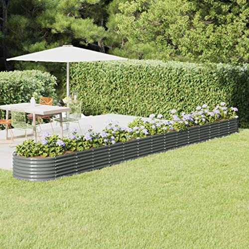 puraday Hochbeete Für Garten 620x80x36 cm Blumenkasten Pflanzkasten Terrasse Pflanzkübel Gemüsebeet Kräuterspirale XXL Hochbeet Metall Hochbeet Stahl Hochbeet Groß XXL Gartenbeet Grau