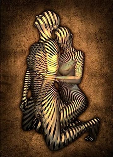 MKHFUW Metall Figur Statue Kunst Leinwand Gemälde Romantisch Abstrakt Poster und Drucke 3D Liebhaber Skulptur Poster Modernes Wohnzimmer Heimdekoration - Ohne Rahmen (JST-11,60x90cm*1)