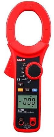OUSIKA Digital Clamp Meter UT220 UT221 UT222 2000A Auto Data Hold Backlight Digital de metros multimetro AC DC Current Meter High Current clamp Meters Analyzers (Color : Rot, Size : Clamp meter-UT22