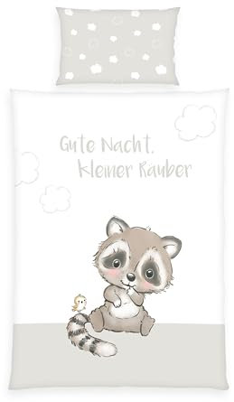 Herding babybest Kleiner Räuber Bettwäsche, Made in Green, Kopfkissenbezug 40 x 60 cm mit Hoteleinschlag, Bettbezug 100 x 135 cm, Mit Reißverschluss, 100% Baumwolle/Renforcé