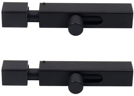 Nicerity 2Pcs Security Door Bolt Latch 3.54inch/90mm Black Door Safety Locks from Inside Bathroom Stall Lock Slide Locks for Inside Door