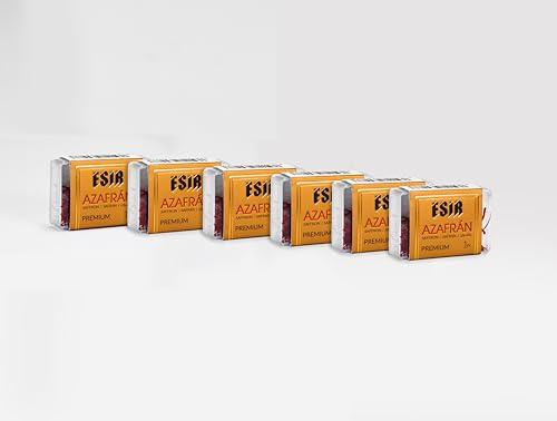 Esir Fils de Safran Premium, Pistils de Safran 100% Pur Naturel | Goût Délicat et Couleur Vibrante | 1 g- Paquet de 6|