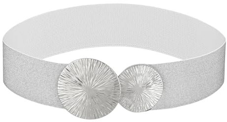 TIESOME Breiter Gürtel Damen Elastisch, Glitzergürtel Brautgürtel Stretch Taillengürtel für Kleid Jeans Hosen (Silber)