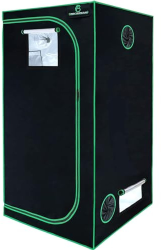GA Growzelt 90x90x180 cm (3x3) anzuchtzelt Zelt Reflektierendes Mylar-Hydrokultur-Gewächshauszelt wasserdichter Bodenwanne für Zimmerpflanzenanbau Schwarz