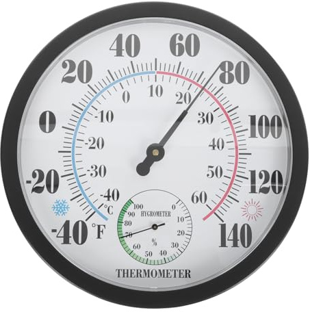 FUNOMOCYA Thermomètre Mural Domestique 2-en-1 et Hygromètre Multifonction en Abs pour Patio et Intérieur, Mesure Précise Température et Humidité sans Pile