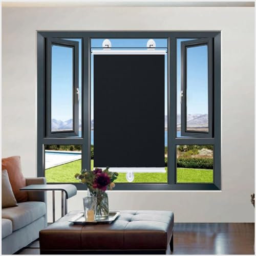 Verdunkelungsrollos Für Fenster, Sonnenschutz-rollos Mit Saugnäpfen, Verdunkelungsvorhänge Ohne Bohren, Thermorollos Jalousien, Seitenzugrollo Klemmrollo,Black-60x100cm/24 * 39in