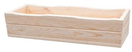 FKL DESIGN Home Deco Pflanzkasten Holz 64 cm – Blumenkasten Balkon & Terrasse, Wetterfester Pflanzkübel, Kräuterbeet Holz D8 Roh