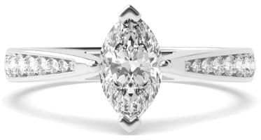 Bague de fiançailles personnalisée 1,0 CT - 10,0 CT marquise excellente coupe moissanite à quatre griffes avec diamant de laboratoire accentué conique en or rose jaune blanc 14 carats, D-VVS1, Medium,