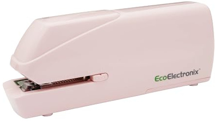 EcoElectronix Tragbarer automatischer elektrischer Tacker, Kapazität von 30 Blatt, leiser Betrieb, kein Stau und einfaches Aufladen, AC-Adapter/batteriebetrieben (Rosa)