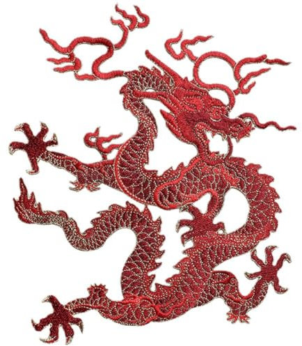 Muteitt Drachen Bestickte Aufnäher, Drachen-Abzeichen Zum Aufnähen, Chinesischer Drache, Bestickte DIY-Applikationen Für, Hüte, T-Shirts, Basteldekorationen