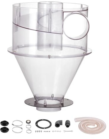 VEVOR Separatore Polveri Ciclonico, Filtro Collettore di Polveri Ciclonico in ABS da 101,6 mm, con Adattatore da 50 mm, Tubo da 2 m, per Aspirapolveri a Umido/Secco, Adatto a Serbatoio 18,9-37,85 L