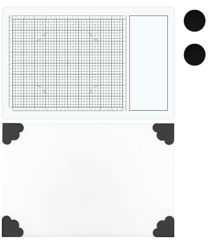 Magnetische Glas-Bastelmatte und Antihaft-Bastelmatten-Set, hitzebeständige Glas-Medien-Schneidematte mit Magneten, Gitterlinien und Messungen, zum Stempeln, Tintenmischen, Schablonieren,