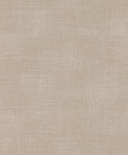 Rasch Papier peint 285314 - Papier peint uni aspect lin marron - 10,05 m x 0,53 m (L x l)