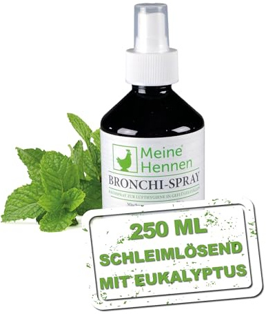 Meine Hennen Bronchi-Spray 250 ml, Raumspray, zur Lufthygiene aus verschiedenen ätherischen Ölen für Hühner, Tauben und Wachteln. Für Ihr Geflügel zur Unterstütung der Lufthygiene in Hühnerställen.