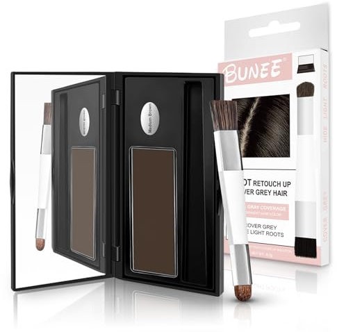 Sularpek Haaransatz Puder, Ansatzpuder, 3in1 Ansatzpuder Pinsel, Haarpuder für Ausbesserung der Wurzeln, für Haaransatz Ausbessern und Haarausfall Abdecken, Frauen und Männer, 6.5g, Mittelbraun