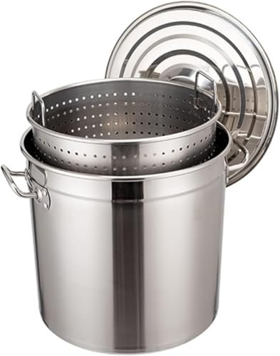 CHFYIJYHM Stockpot with Strainer Basket and Lid Large Stainless Steel Crawfish Seafood Boil Pot Food Steamer Stock Pot Cookware for Boiling,-20L(20L)