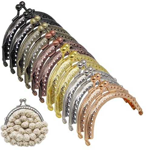 Soleya 12 Pezzi Chiusura a Telaio in Metallo retrò Portamonete, 6 Colori Clic Clac per Portamonete Piccoli Diametro 85mm Chiusura Semicircolare per Borsa, Accessori per Fai da Te Portamonete Telaio