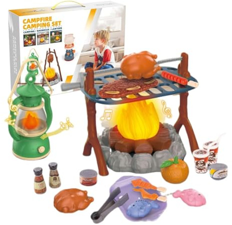 28Pcs Children's Camping Set, Pretend Play Campfire, Adventure Toys for Kids With Learning Accessories, Outdoor Educational Kit for Girls and Boys