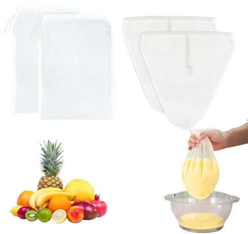 Sacchetti per latte di noce, 4 pezzi, riutilizzabili, lavabili biologici, filtri con coulisse