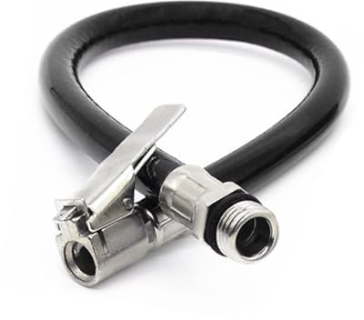 Dcsfadq Reifenfüller Schlauch 38cm Schwarz, Fahrradventil Adapter, Reifenfüllschlauch für Luftkompressor, Flexibler Gummischlauch mit Metallkupplungen, Ventilverlängerung für Auto Motorrad Fahrrad