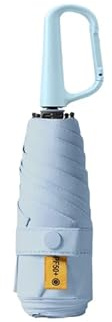 erised's bifrost Mini Paraguas Plegable de Viaje Con Asa de Mosquetón para Hombre Mujer Niños/6 Varillas/Ligero Portátil Compacto/Protección UV/Teflón/Sol Lluvia/Bolsillo Bolso