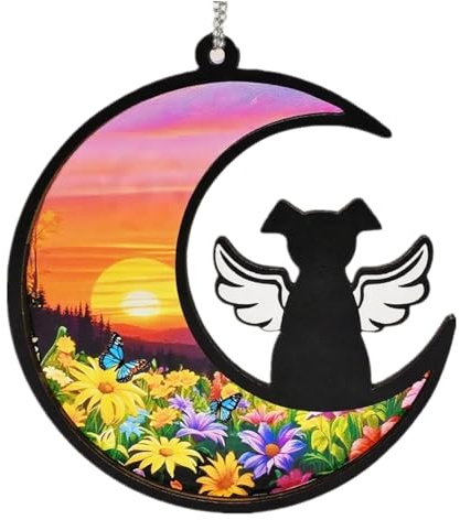Dog Memorial Suncatcher Memorial Gifts for Loss of Dog Remembrance Gifts Pet Sympathy Gifts Stained Glass Window Hanging Gifts for Dog Lovers,Dog Passing Away Gifts