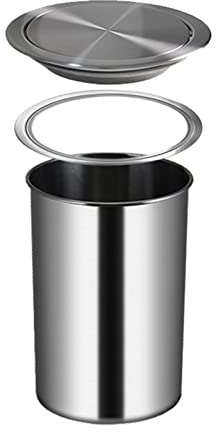 Pattumiera con Coperchio, pattumiera da Incasso per Piano Cucina, pattumiera Rotonda in Acciaio Inox 304 Spazzolato, Piccola pattumiera con Coperchio Ribaltabile bilanciato, pattumiera per r