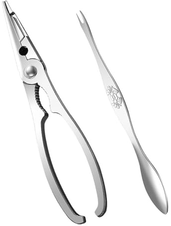 iplusmile Juego De Herramientas para Comer Cangrejos 2 Piezas Alicates y Aguja De Acero Inoxidable 304 Mango Ergonómico Antideslizante para Mariscos Uso Doméstico