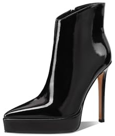 QUEEN HELENA Tronchetti con Tacco a Spillo Stivaletti con Plateau Donna K3998 (Nero, Taglia unica, Sistema Taglie Calzature EU, Adulto, Donna, Numero, Media, 39)