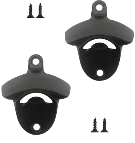QZKJQDD flasköppnare vägg, zinklegering flasköppnare, svart ölöppnare vägg, ölflasköppnare lämplig för barer, kök, lägenheter, terrasser, restauranger etc (2 stycken inga ord)